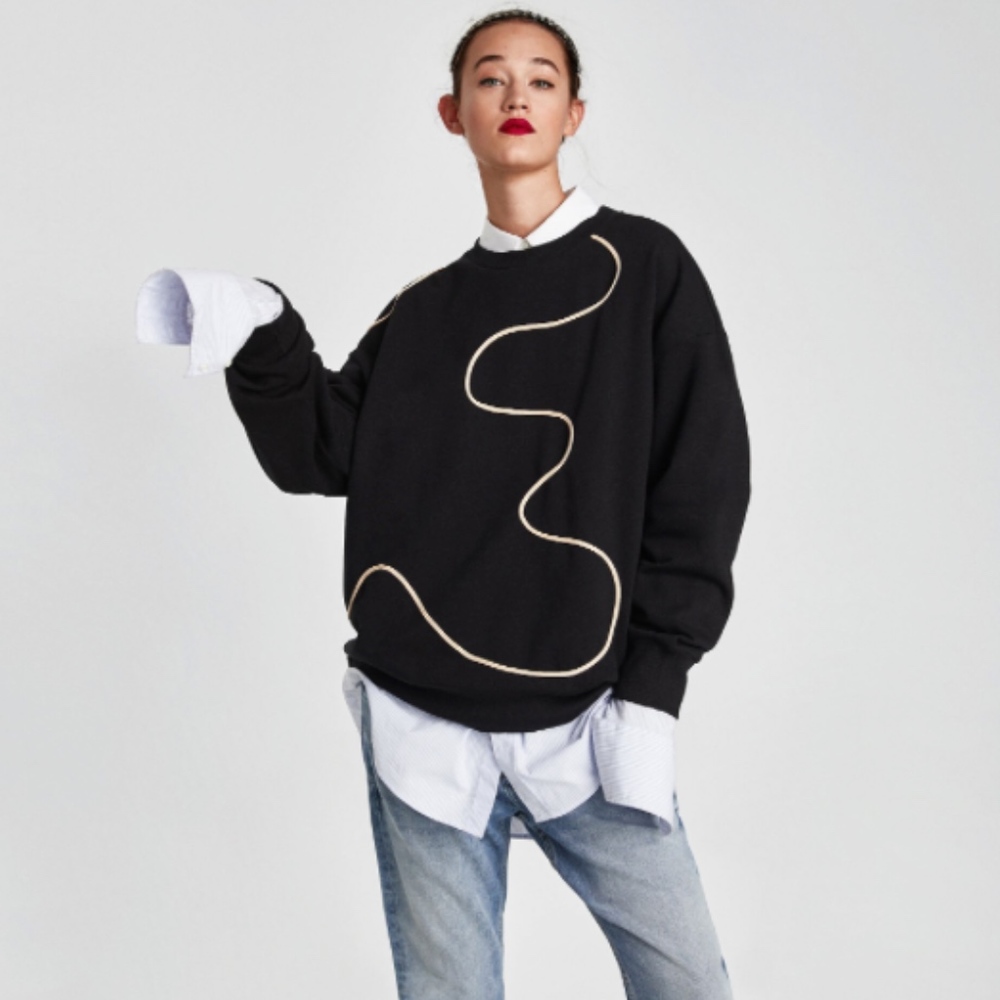 Zara Sweater long sleeves size S Black